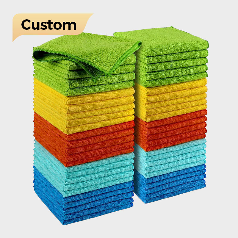 Wholesale Edgeless Microfiber Cleaning Cloth High Quality Embroidered Kitchen Towel for Car Wash and Drying Tasks