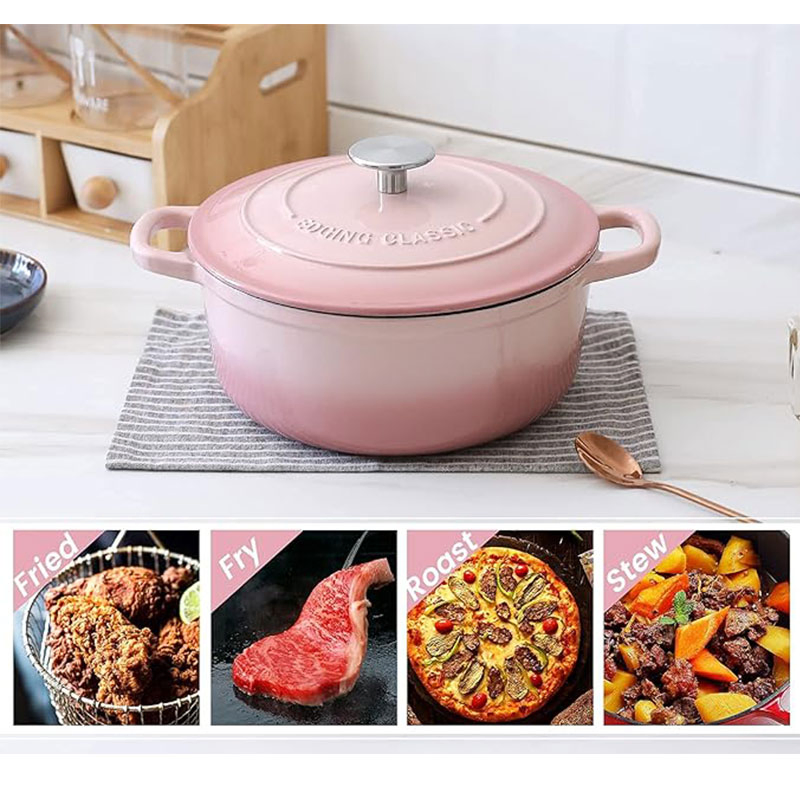 Pink Enameled Cast Iron Dutch Oven with Lid