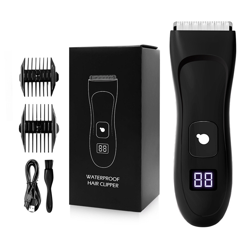 Ipx7 Whole Body Waterproof Hair Clippers USB Rechargeable Cordless Black Body Hair Trimmer Saft Stainless Steel Ceramic Blade
