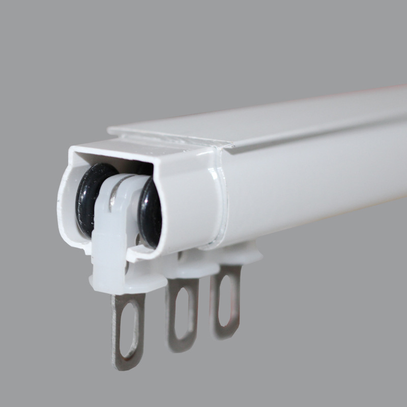 Telescopic Silent Dual-Track Aluminum Curtain Rail with Hook Gliding System, Top-Mounted