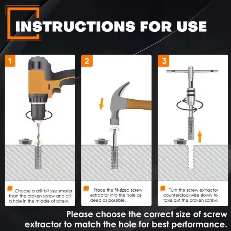 26PCS Screw&Bolt Extractor Set and Drill Kit Screw