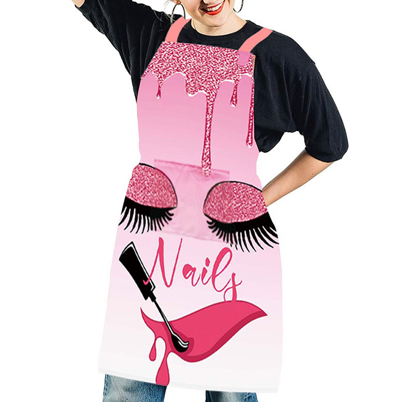 Nail Art Series, Anti-Stain Apron, Sleeveless, Neck-Hanging, Men's and Women's Kitchen and Catering Work Clothes