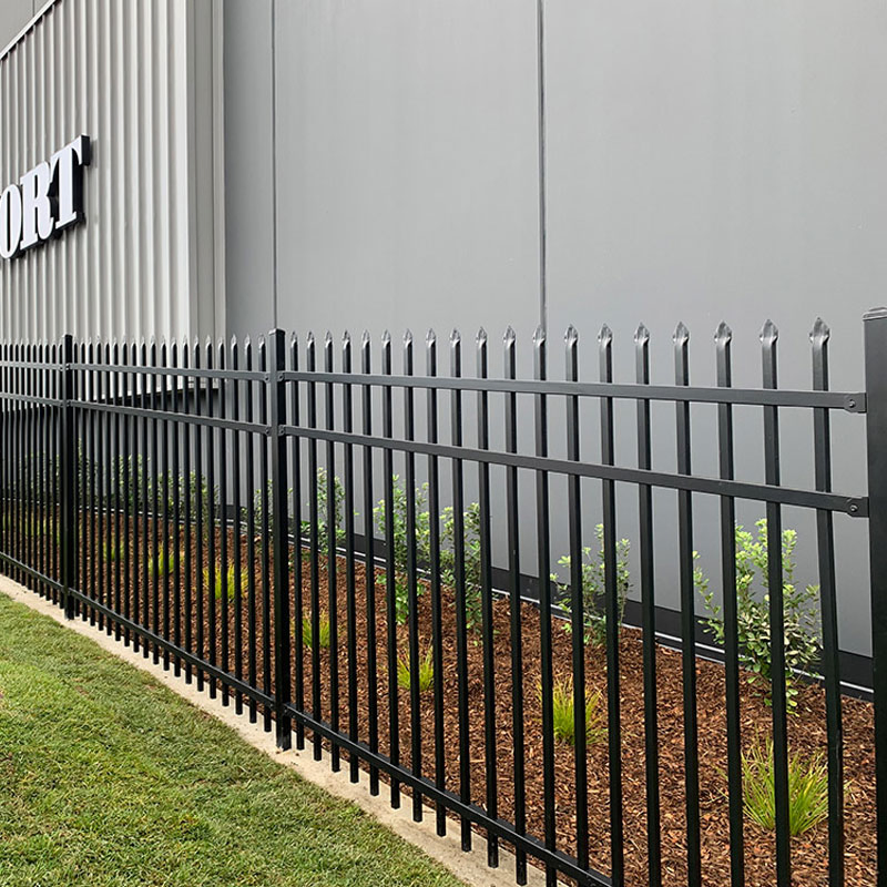 Black Color 6FT Height Residential Ornamental Steel Spear Top Picket Security Metal Fence Panels.
