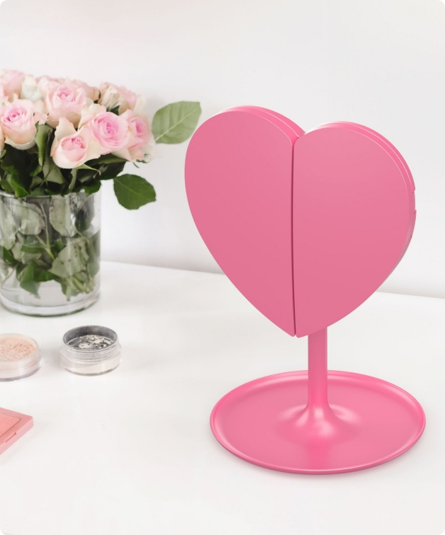 Trifold Touch Screen Love Three Open Desktop Home Decoration LED Mirror
