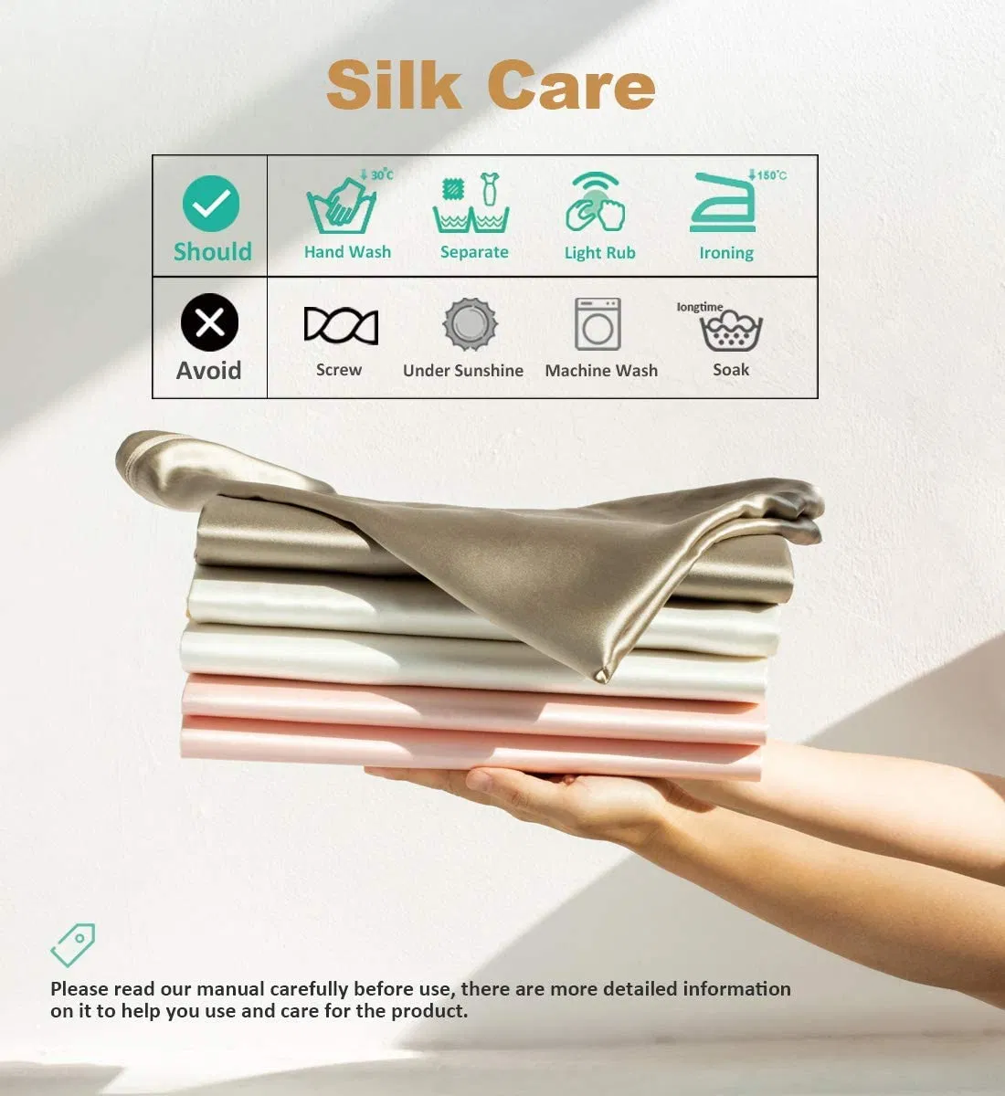 Silk Pillowcase for Hair and Skin 100% Mulberry Silk Bed Pillowcase