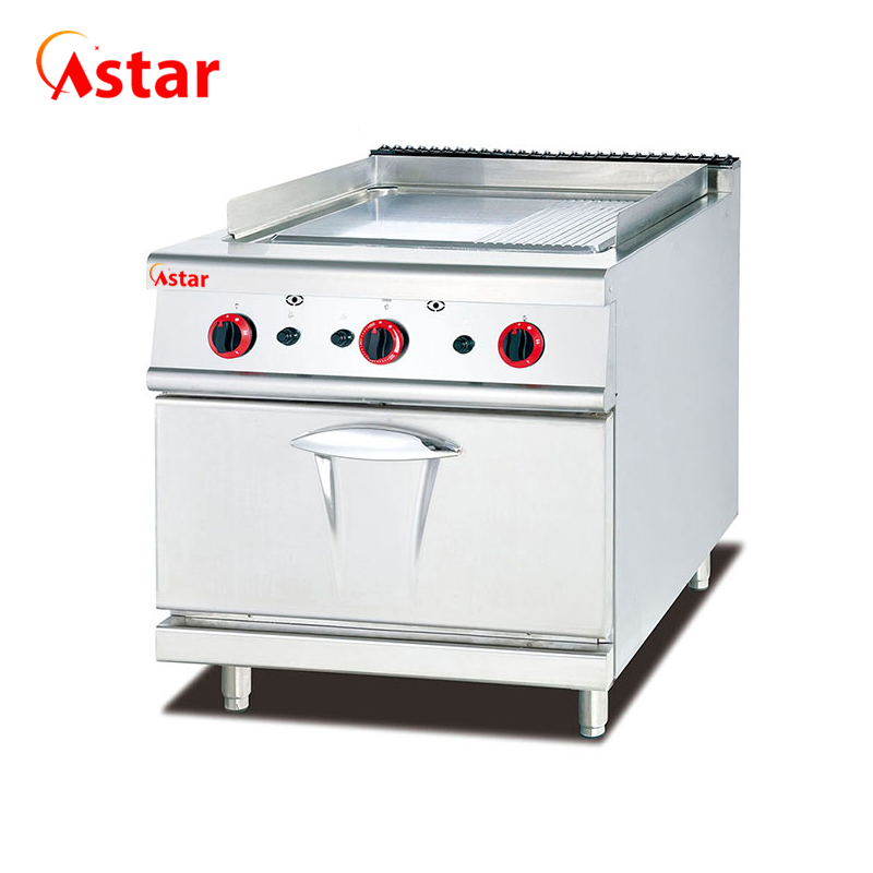 Commercial Upright Flat Gas Griddle with Cabinet for Meat Cooking