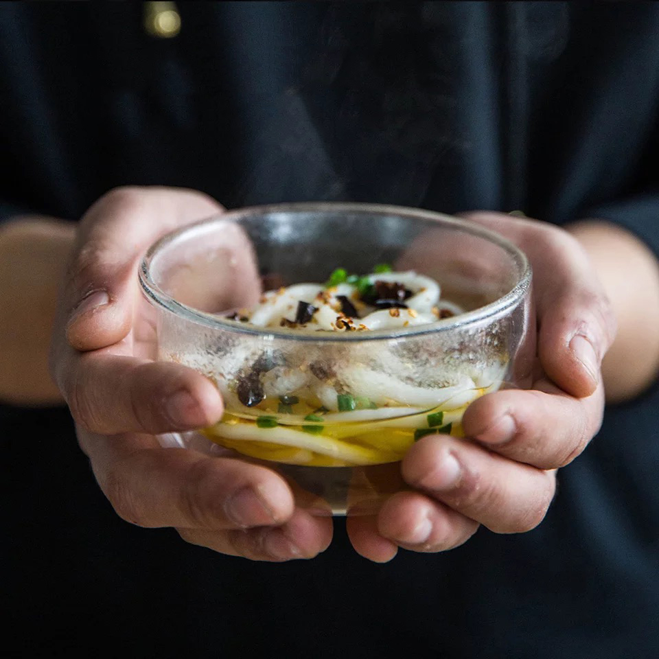 High Temperature Clear Borosilicate Double Wall Glass Bowl Salad Bowl Ice Cream Yogurt Dessert Bowl