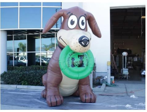 2023 New 10 FT. Large Inflatable Brown Dog with White Frisbee