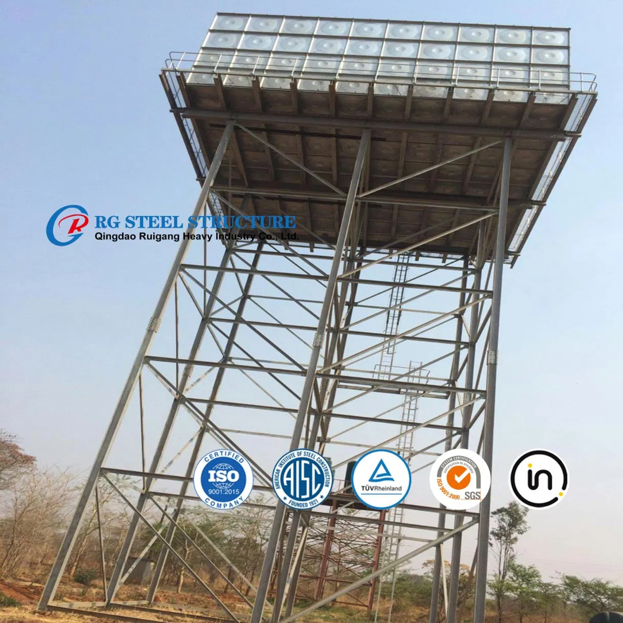 Modular Sectional Elevated Vertical Galvanized Steel Tower Water Reservoir Tank