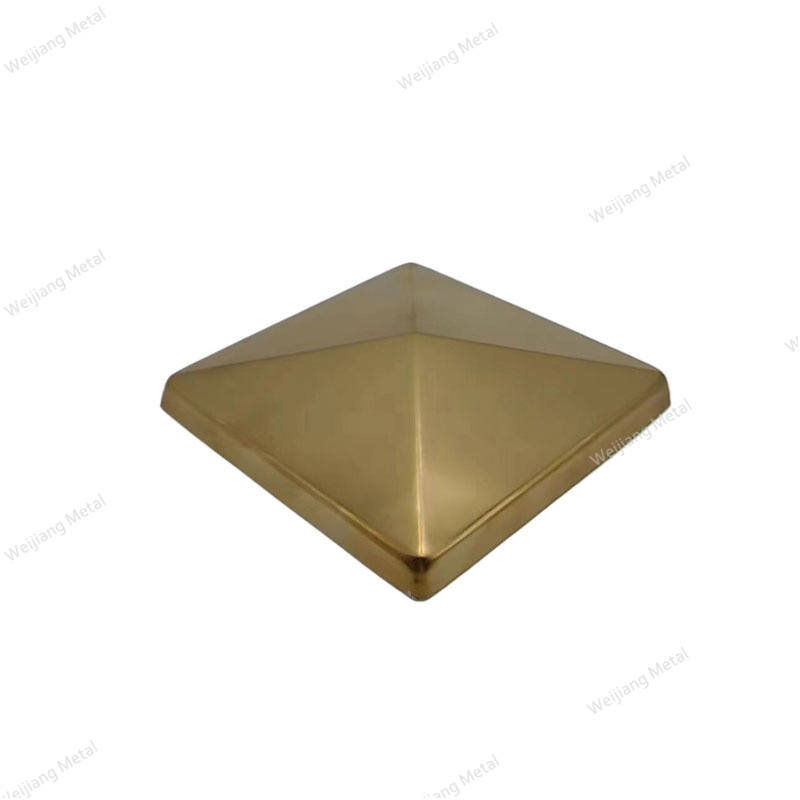 Yellow Copper Metal 4.5X4.5 Square Gate Wooden Fence Waterproof Fence Post Cap