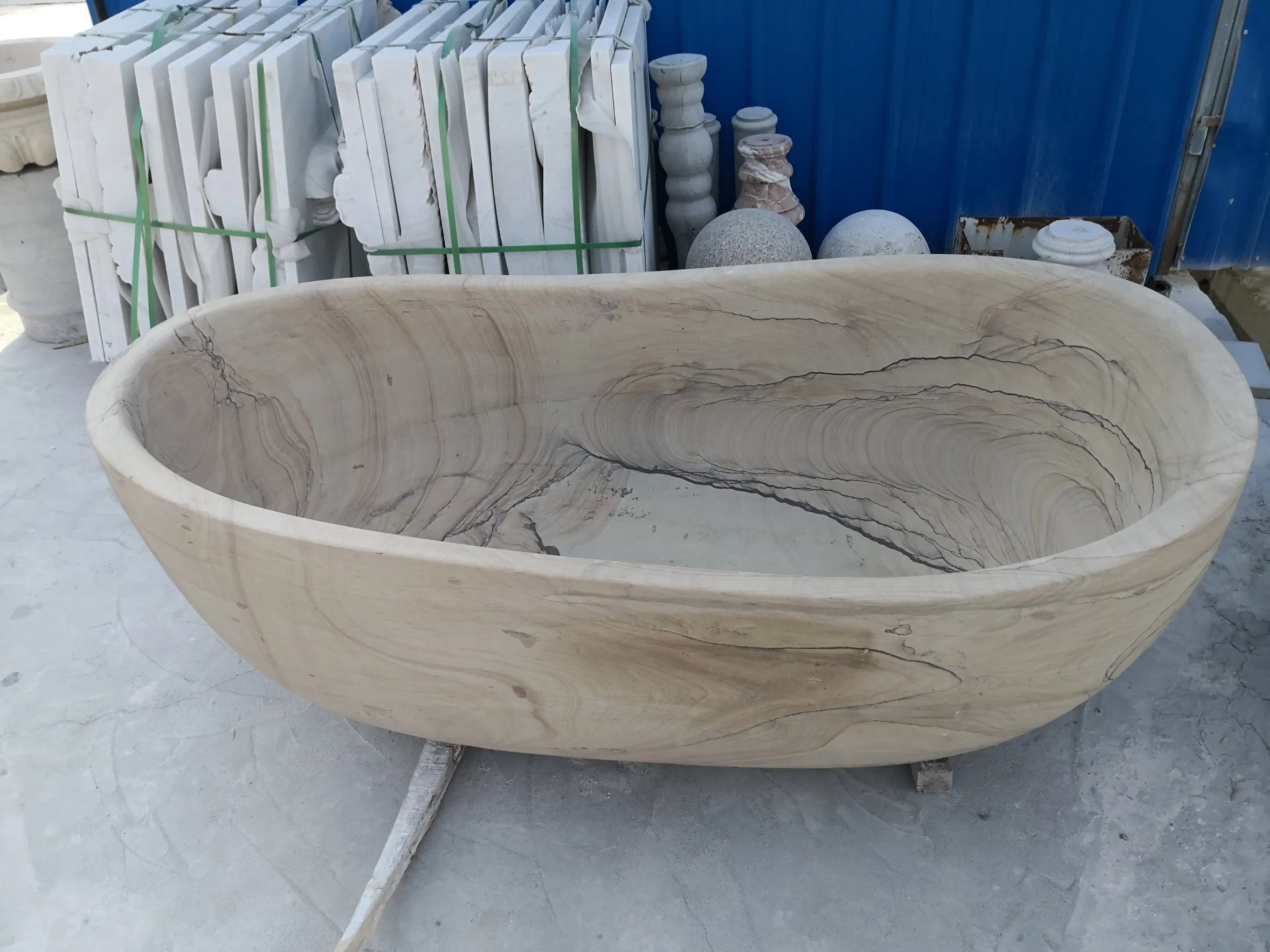 High Quality Natural Stone Marble Wood Grain Granite Bathtubs