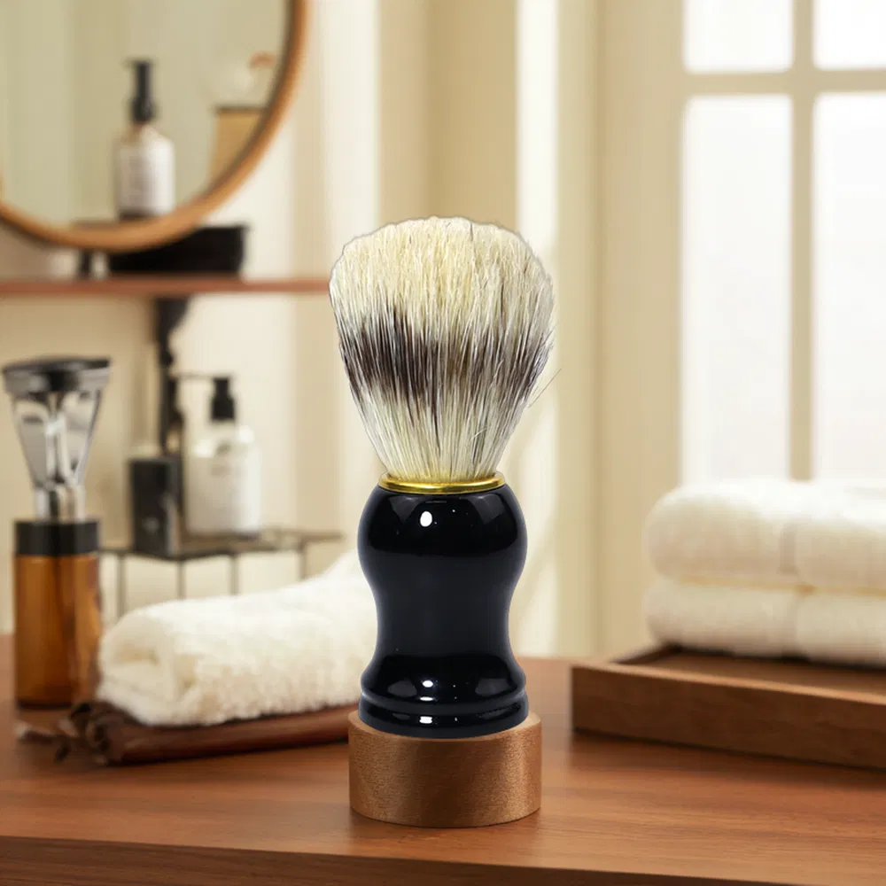 Black Hand Crafted Pure Badger Shaving Brush with ABS Plastic Handle Mens Luxury Professional Hair Salon Tool for Barbershop