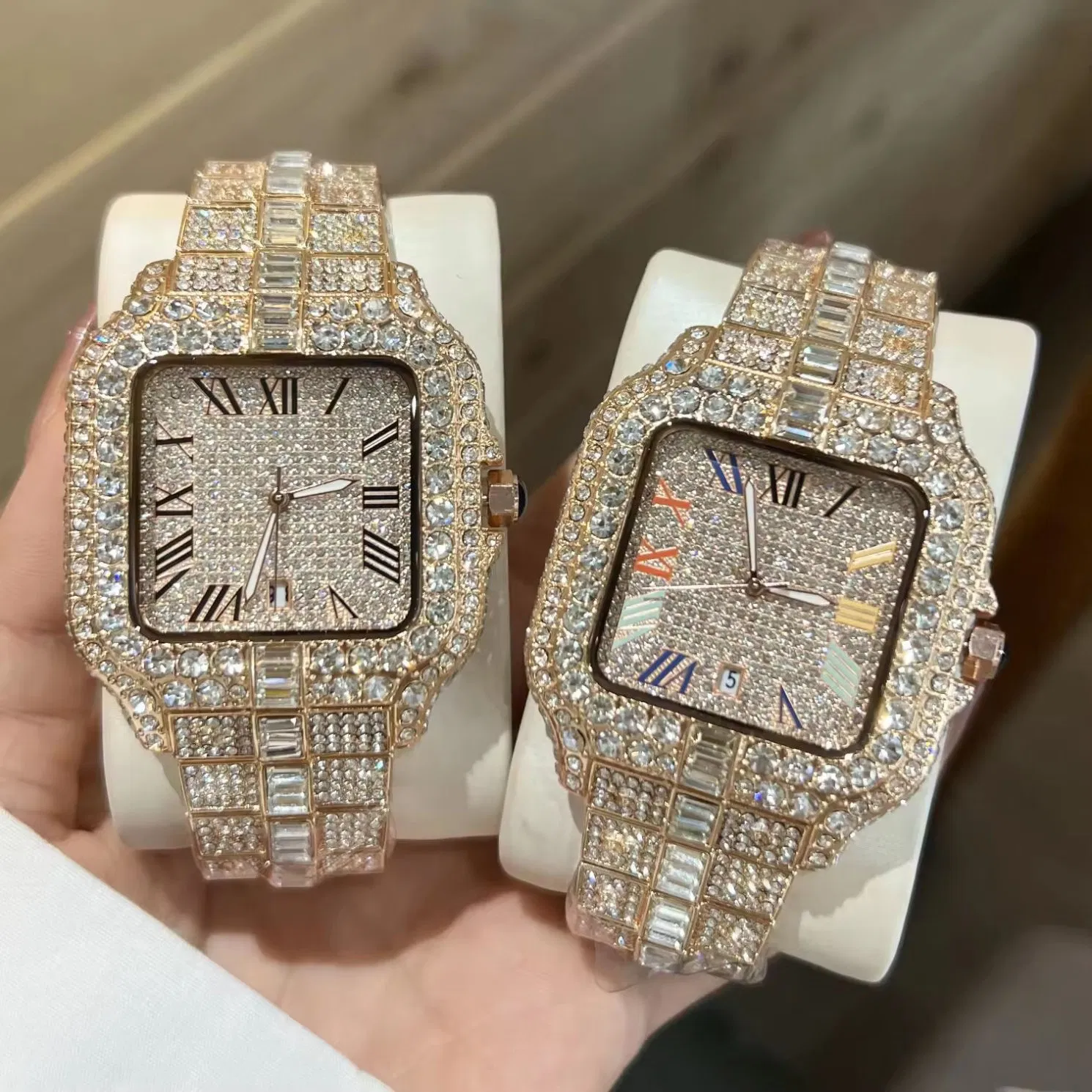 Hot-Selling Low-Priced Wholesale Men's Luxury Designer Quartz Watches Stainless Steel Sapphire Crystal Dial Moissanite Zircon