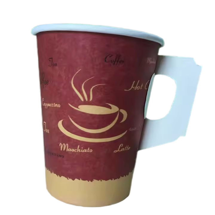 Бумажные стаканы для кофе с ручкой и логотипом