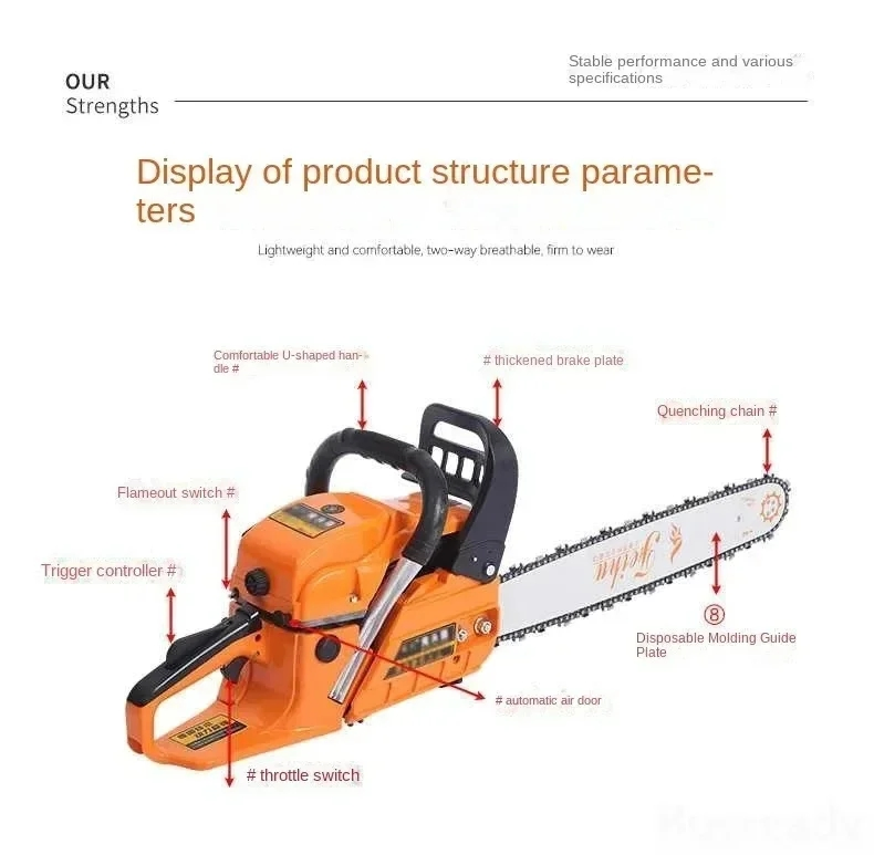 3kw 58cc Hc Chain Saw Logging Saw High Power Household Portable