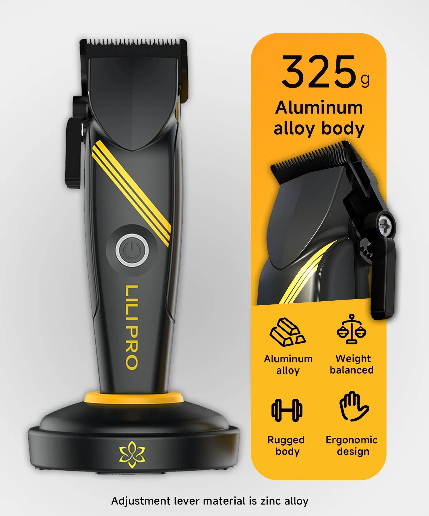 Lilipro The Mane Marshal Professional Cordless Electric Rechargeable Hair Clipper Trimmer Set High-Speed Motor Aluminum Alloy Material