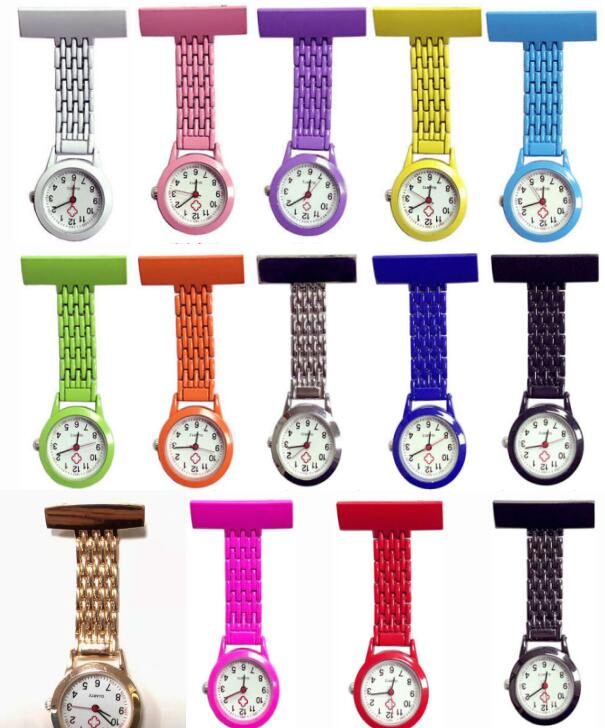 Wholesale Mix 14colors Nurse Fob Watch Brooches Tunic Quartz Silicone Nurse Watch