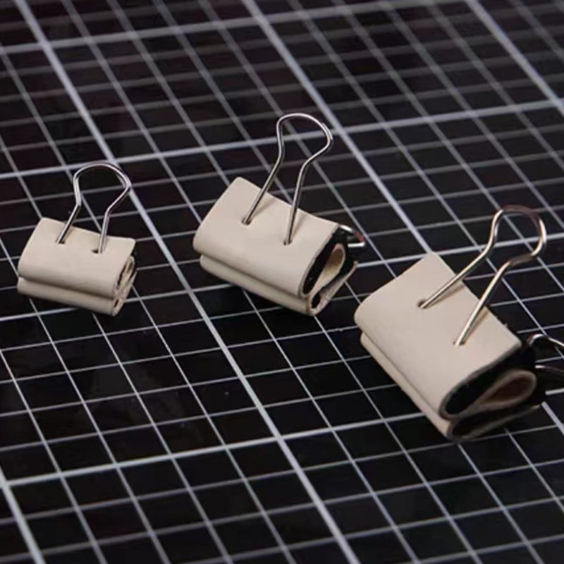 Office Storage Stationery PU Metal Fixed Non-Marking Leather Dovetail Clip