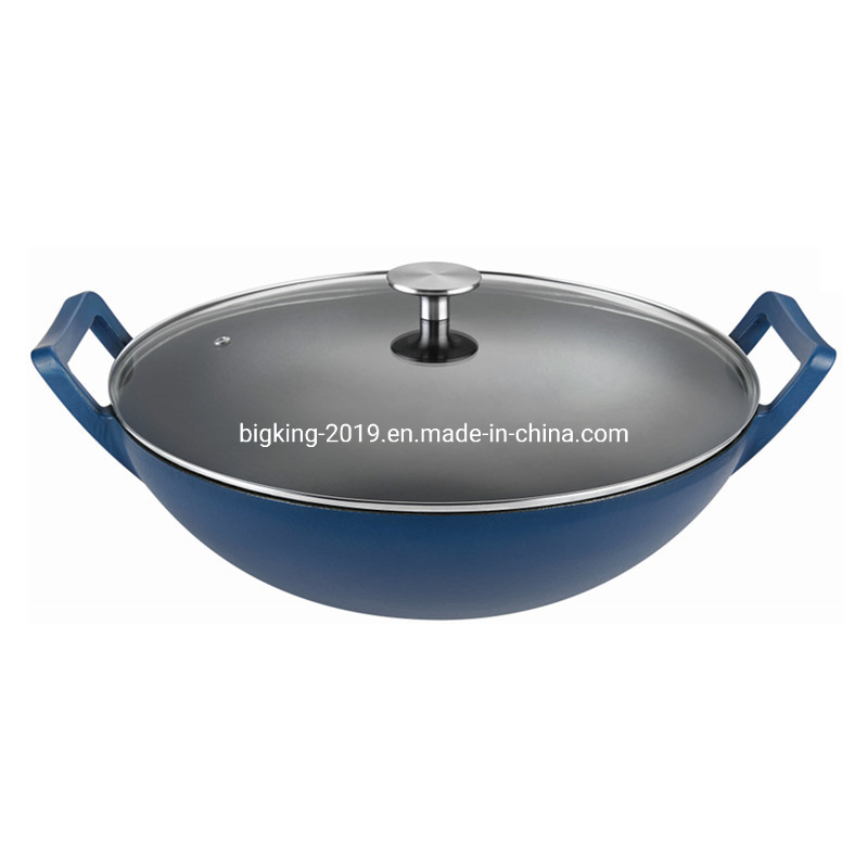 Cast Iron Enamel Casserole with Double Ears Wok 36 Cm