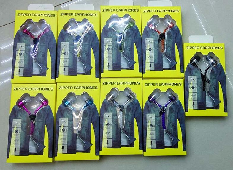 Metal Zipper Wired Earphone for iPhone / Smart Phone