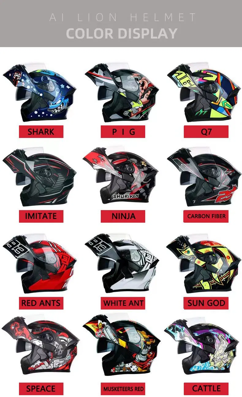 JK902 Red Flip-up Motorcycle Helmet ABS