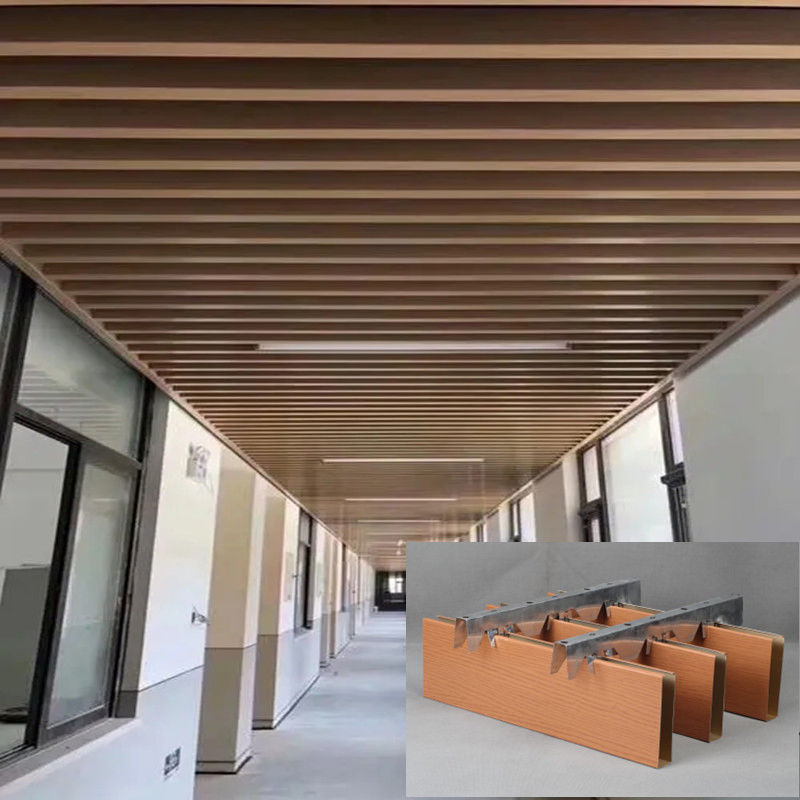 Wooden Aluminum Roofing and Wall Garage Interior Metal Stretch Ceiling Panel Factory Price Aluminum Alloy Industrial