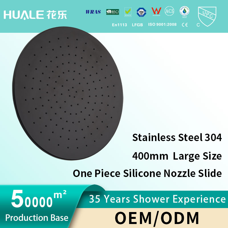 Hot Sale Wall Mounted Waterfall Shower Head Ss 304 16in Overhead Round Rain Shower for Bathroom