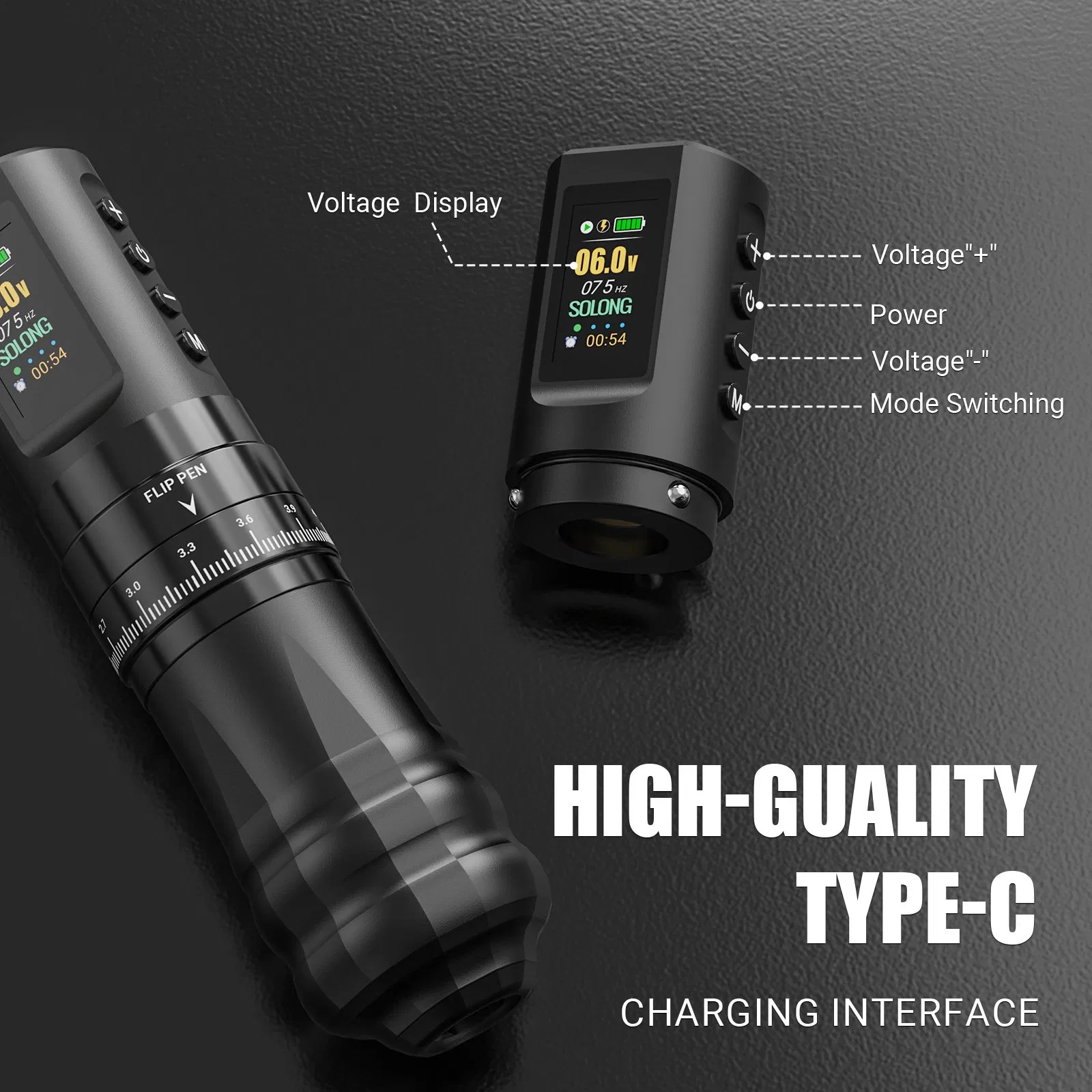 Wireless Rotary Tattoo Pen Machine with Colorful LCD Screen Solong Professional Tattoo Supply