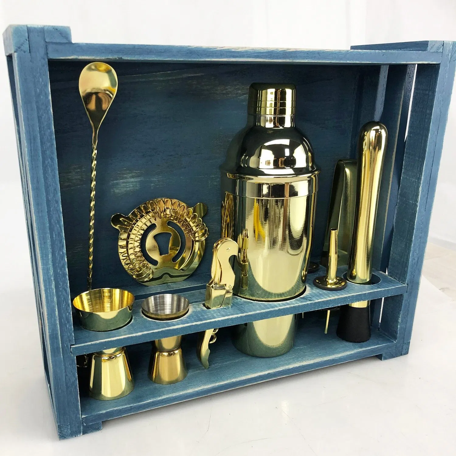 Professional Stainless Steel Bar Tools Kit Cocktail Shaker Mixing Set