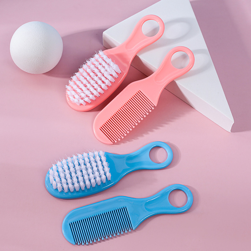 Plastic And Nylon Baby Head Comb Brush Massage Set