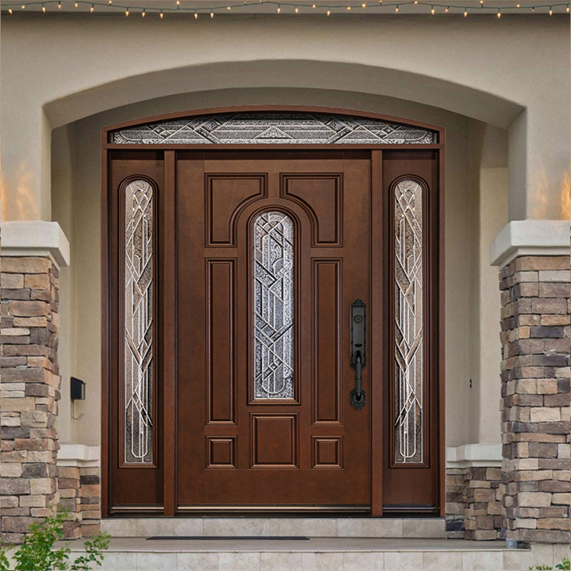 Top Quality Wooden Door House Villa Exterior Double Engrave Wooden Doors Custom Made Solid Wood Main Front Entry Door Design
