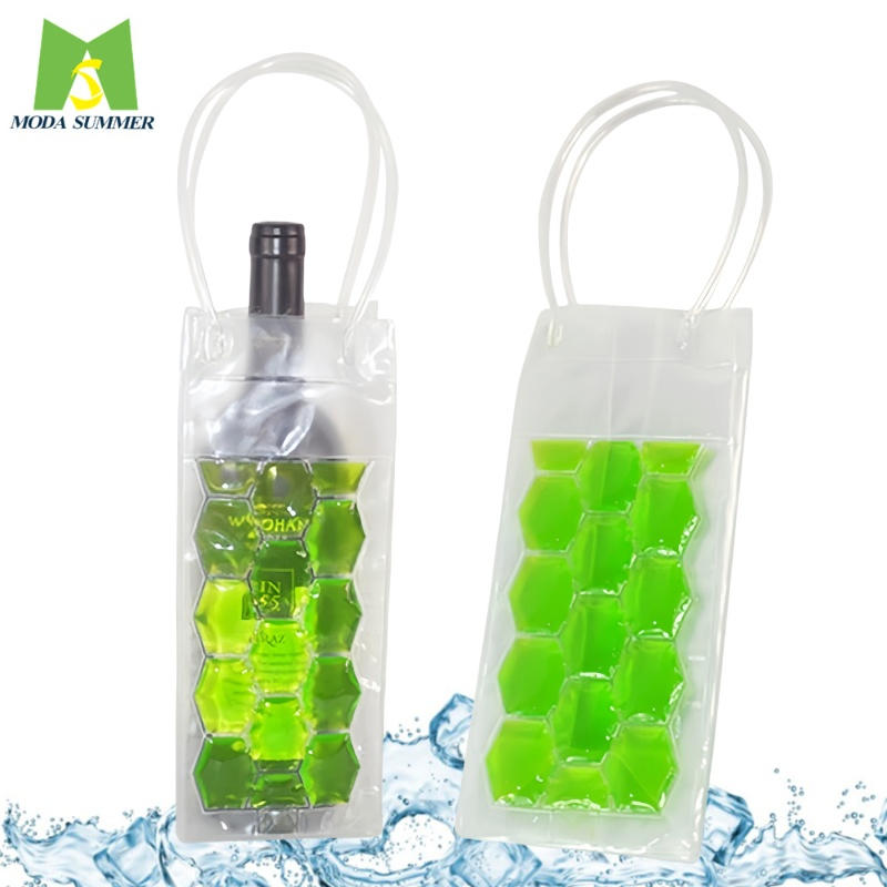 China Factory Promotional Items Custom Gel Ice Pack Bottle PVC Cooler Bag Wine with Plastic Handle Chill Bags Customized Color
