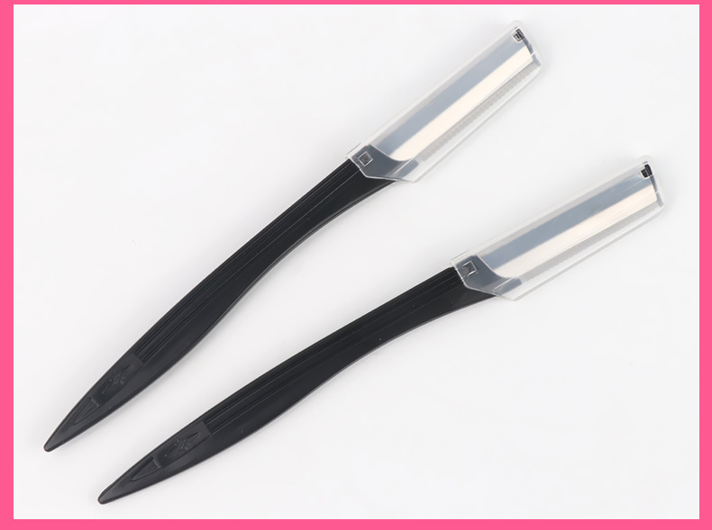 Private Label Safety Round Black Eyebrow Trimmer Razor with Plastic Cover