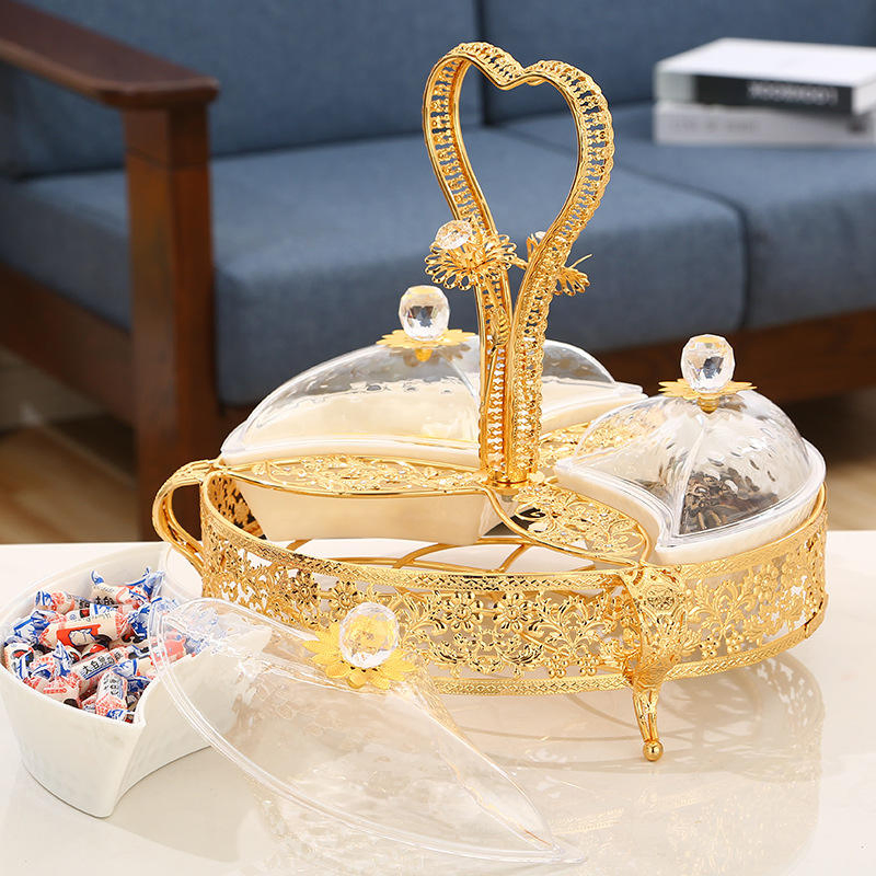 Gold Metal 3 or 4 Acrylic Dried Fruit Bowls
