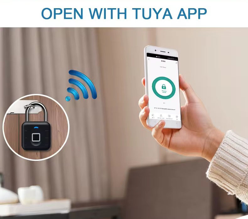 Tuya BLE Bluetooth Smart Waterproof Outdoor Luggage Travel Bag Fingerprint Padlock Work with Smartlife