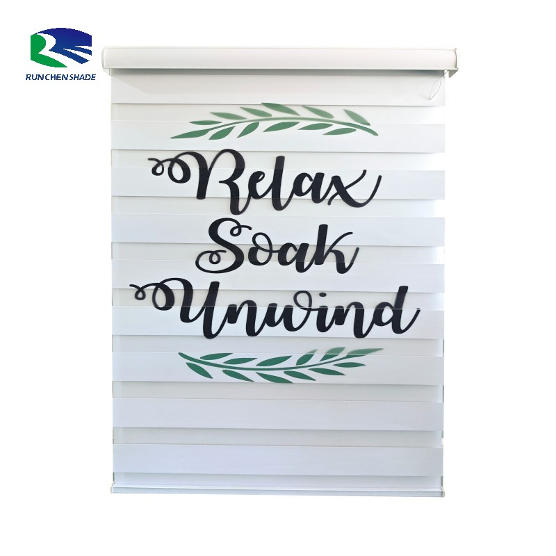 WiFi Smart Wireless Roller Shades Printed Zebra Pattern Blinds Windows Electric Fabric Automatic Rolling Vertical Sun Pattern