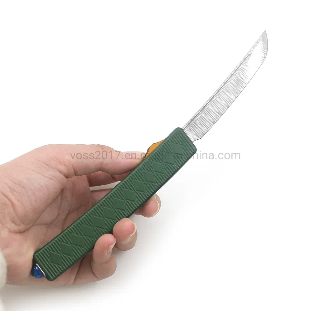 8.25" Shogun Otf Damascus Steel Tactical Aluminum CNC Automaitc Knife