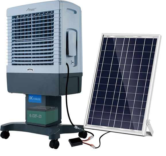 2025 New Solar-Powered Evaporative Air Cooler: Energy-Saving DC Portable Swamp Cooler with Solar Panel