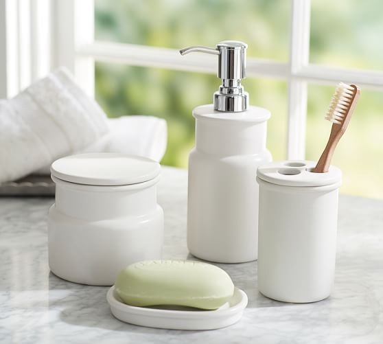 4PCS Modern High White Ceramic Bathroom Accessories