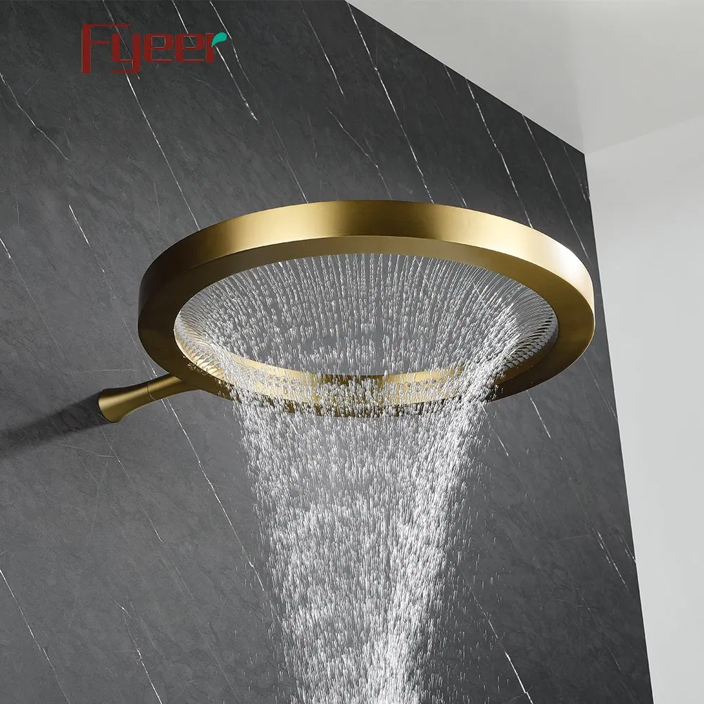 Fyeer New Big Overhead Brush Gold Shower Rainfall Sprinkler Shower Head