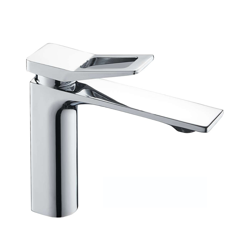 Modern Chrome Plated Brass Single-Handle Basin Mixer Faucet Deck Mounted with Ceramic Valve Core for Wash Basins Na005