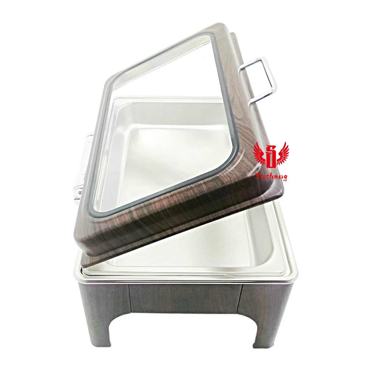 Good Price High Legs Rectangular Wooden Pattern Color Steel Buffet Catering Equipment