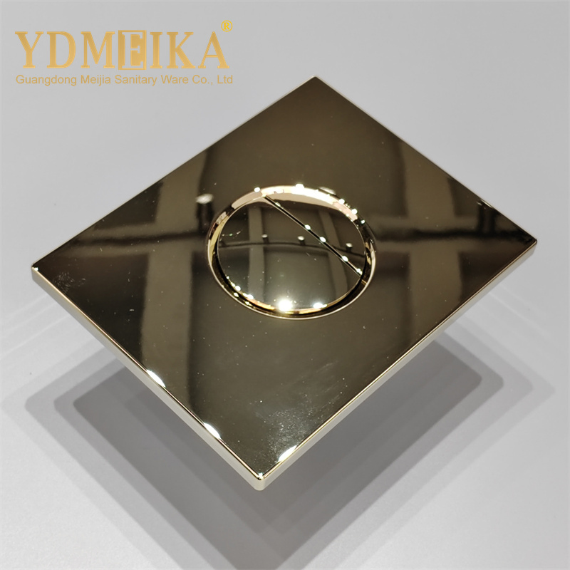 Bathroom Luxury Design Golden Color Round Shape Push Dual Flush Button Panel for Wall Hung Toilet