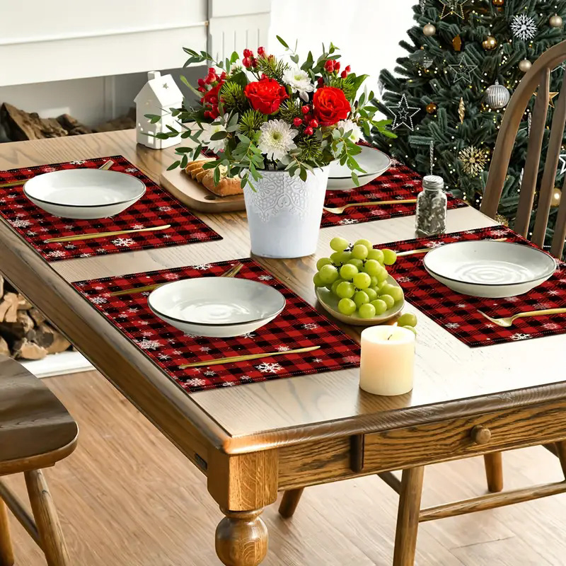 Hot Selling Bell Snowman Pattern Dining Table Table Mat Anti Fouling Heat-Insulating Tab Christmas Placemat