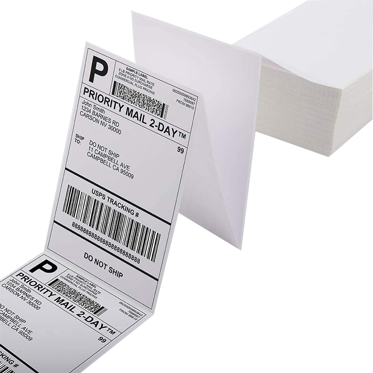 Logistics Thermal Paper White Label Fan Fold 4X6 Shipping Label