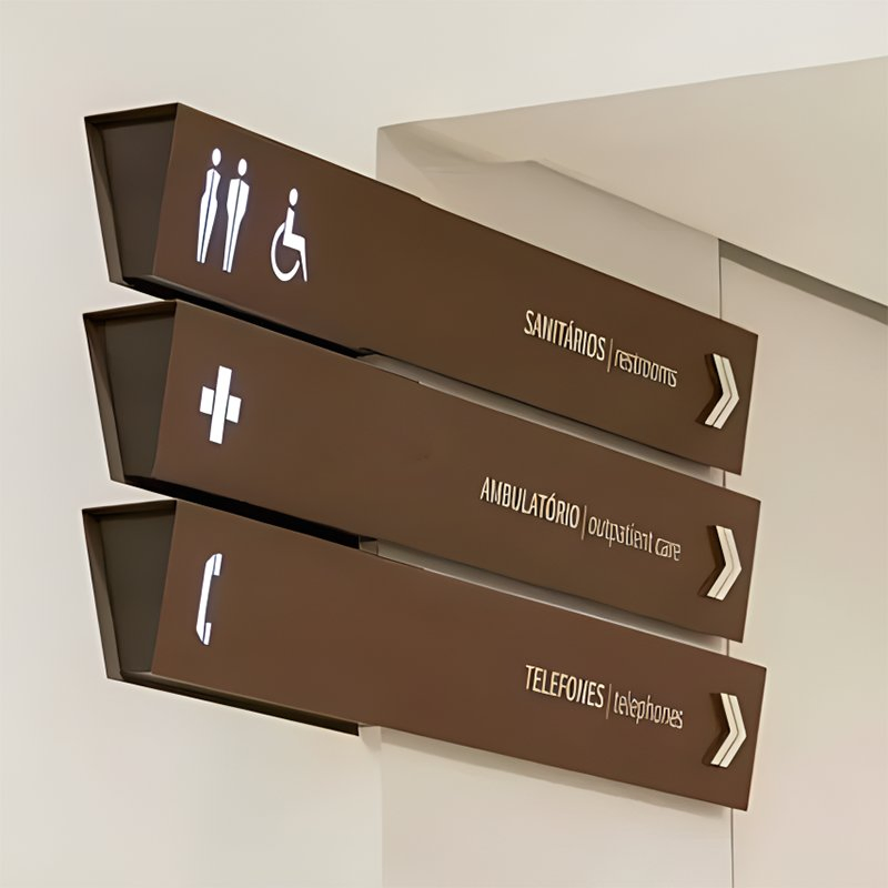 Custom Ezd Side Hanging Wall Mounted Illuminated Restroom Emergency Exit Wayfinding Sign