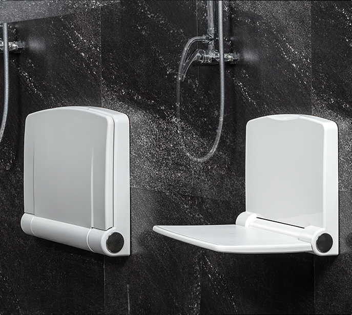 Simple White Color Wall Mounted Fold-up Shower Chair for Disable