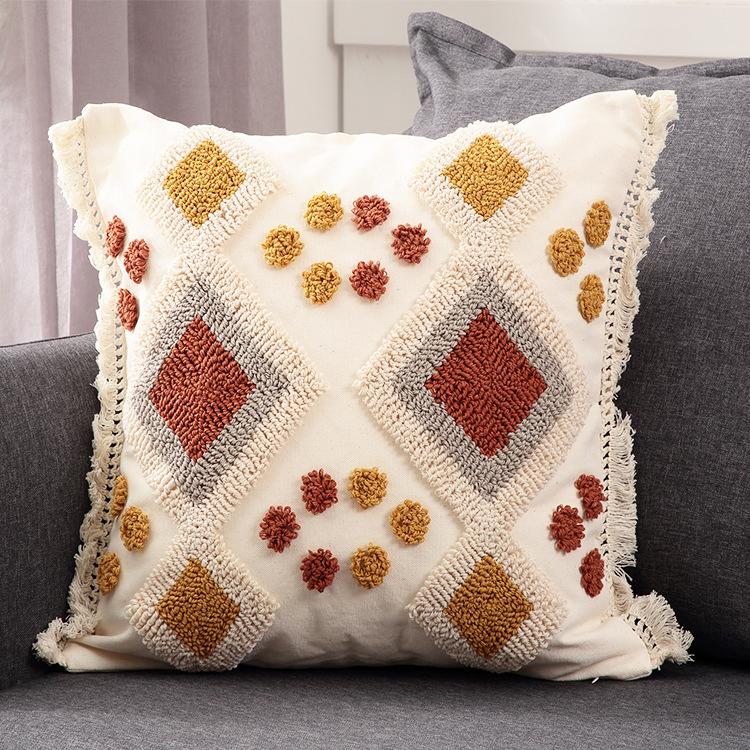 American Vintage Garden Flower Pillowcase Embroidered Cotton Bedroom Cushion