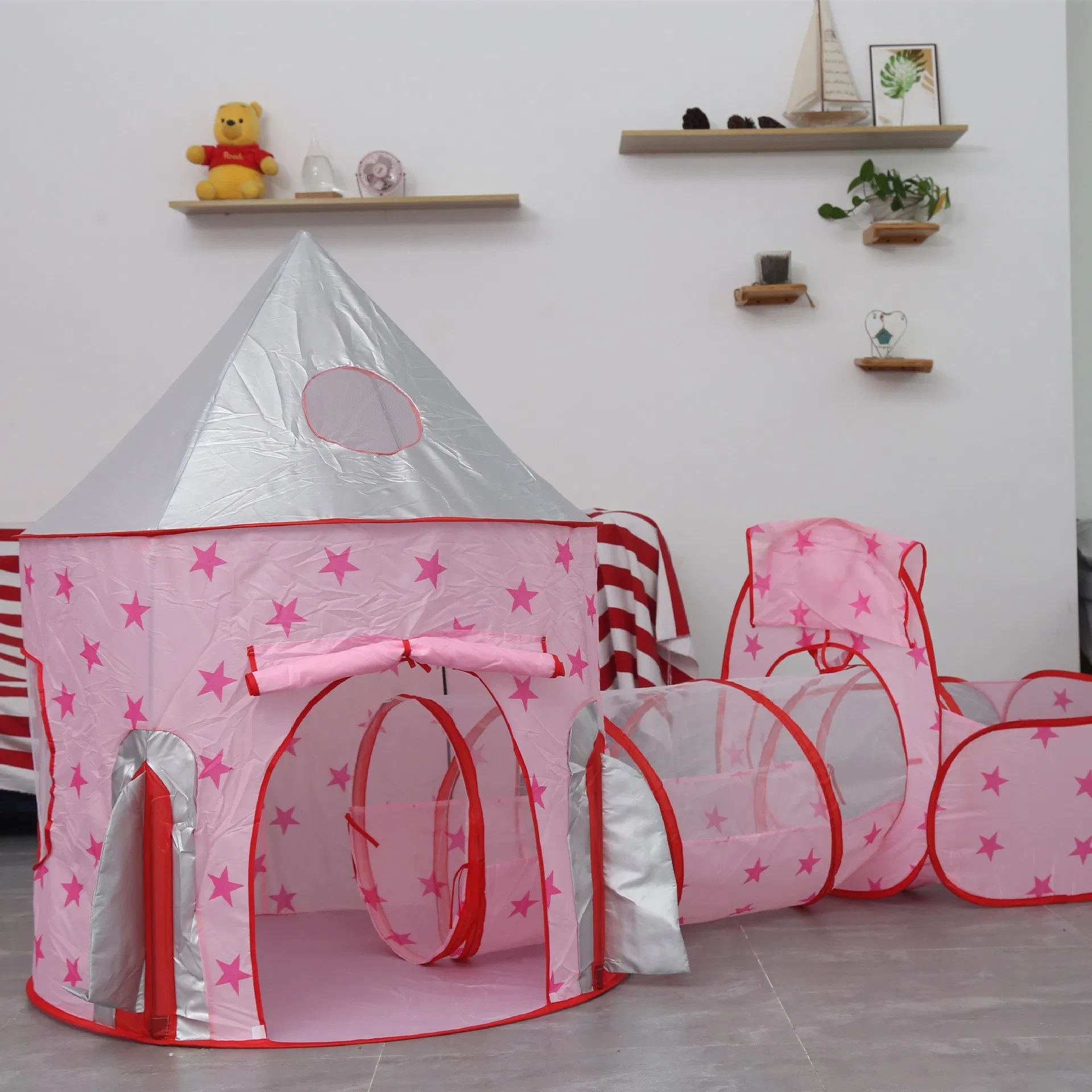 3PCS Princess Fairy Tale Castle Tent Play House Crawl Tunnel & Ball Pit for Kids Toddlers