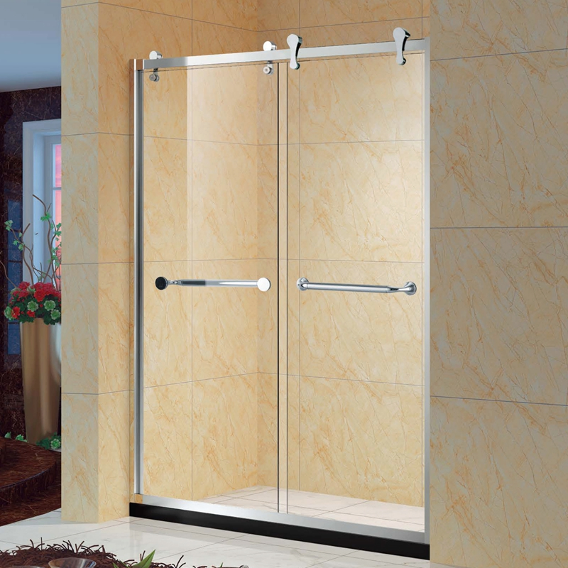 Matte Black Frameless Aluminum Shower Enclosure Room Bathroom Tempered Glass Sliding Shower Door